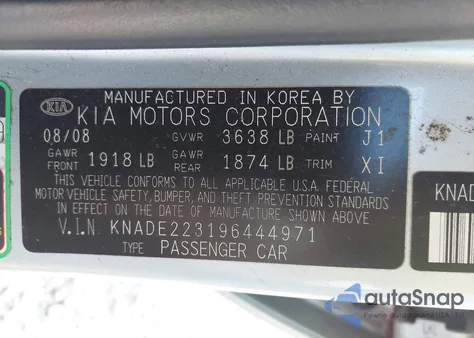 2009 Kia Rio Lx from USA, damaged, VIN KNADE223196444971